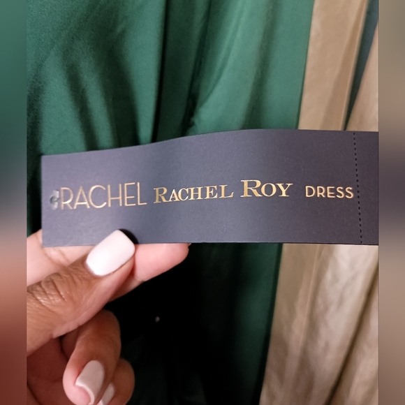 Rachel Roy Bret Draped Wrap Midi Dress 2X Ivy Green | Surplice | Long Sleeve - Picture 11 of 15
